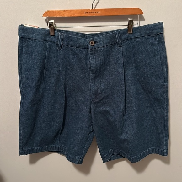 NWT Haggar Comfort Cotton Denim Shorts with Expandable Waist Zipper Mens Size 42 - Picture 11 of 12